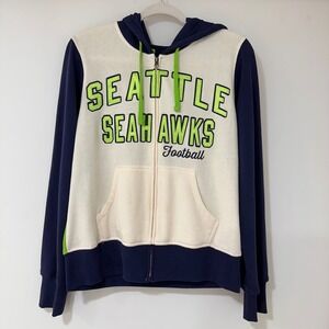 NFL Team Apparel Seattle Seahawks Hoodie Womens Large Green Navy Zip Up | Sporty